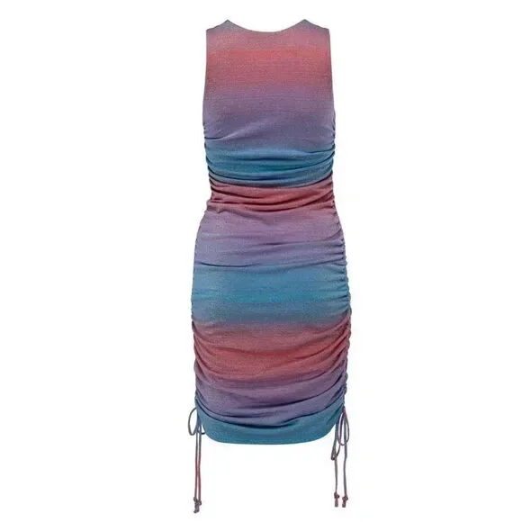 NWT Le Superbe Baccara Tank Dress Metallic Surf Stripe